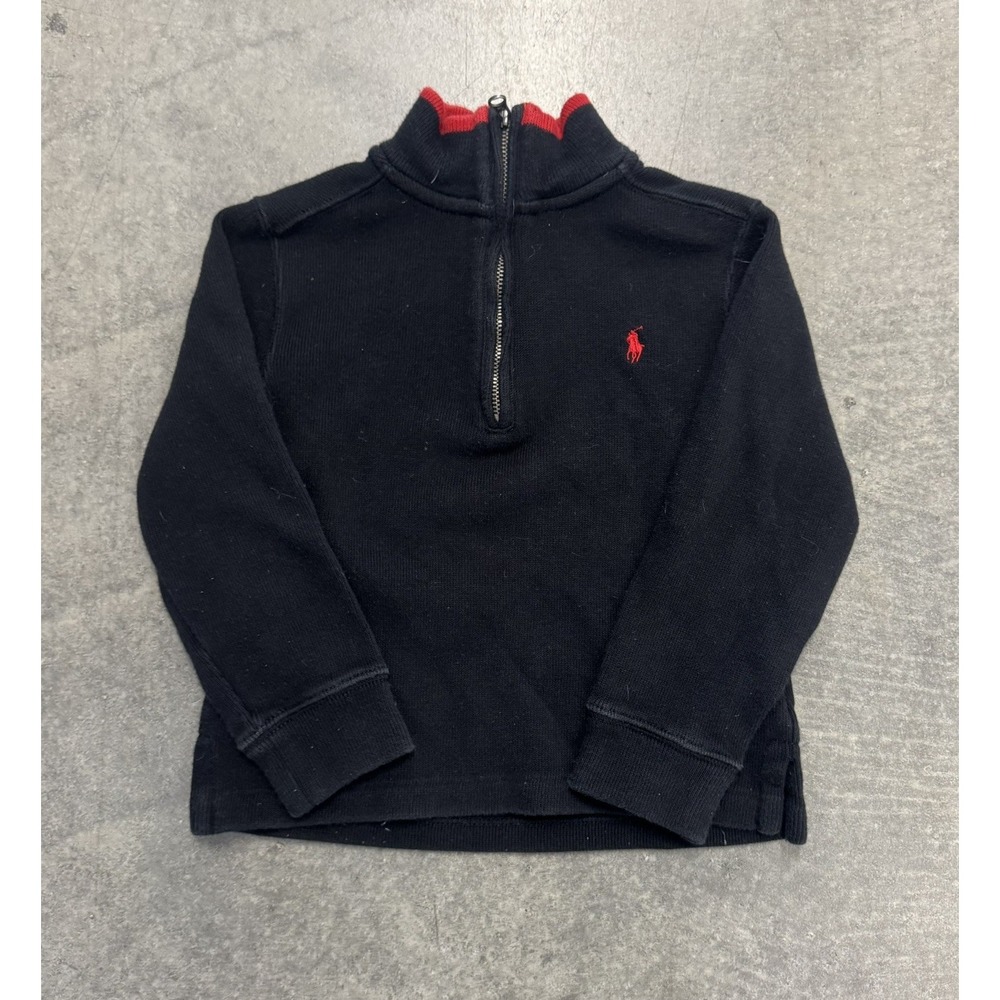 Polo Ralph Lauren Pullover Youth Boys 4T Navy Black Quarter Zip Sweater Pony